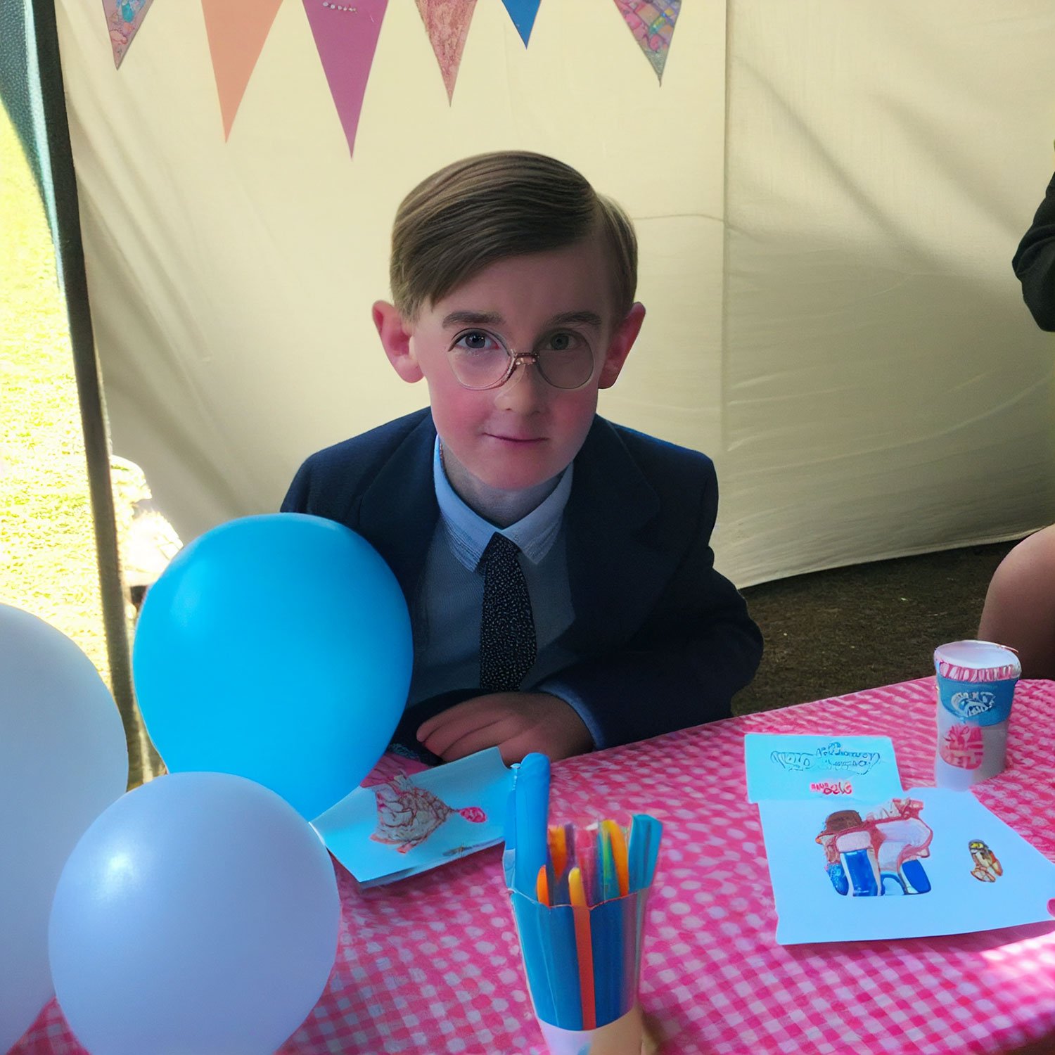 Jacon Rees Mogg at a childrens birthday party